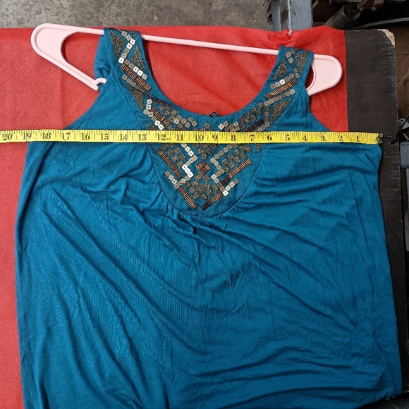 Apt. 9 Blue and Gold Embellished Sleeveless Tank Top - Picture 10 of 12